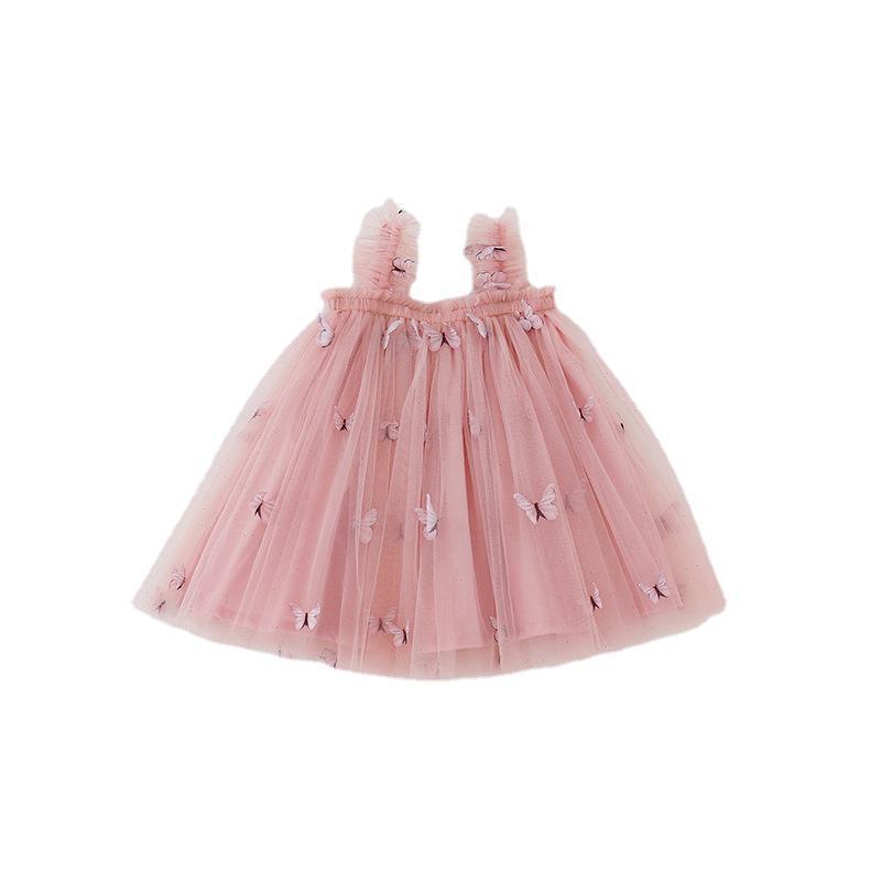 Butterfly Embroidery Mesh Girls' Braces Skirt