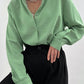 Women's Fashion Casual Polo Collar Pleated Shirt