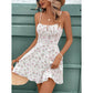 Womens Printed Casual Spaghetti-Strap Dress