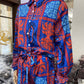 Casual Blue Printed Lace Up Wide Leg Pants Suit