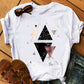 Landscape Print Short-sleeved T-shirt Top Women Summer