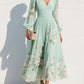 Womens Spring Chiffon Long-Sleeve Pleated Dress