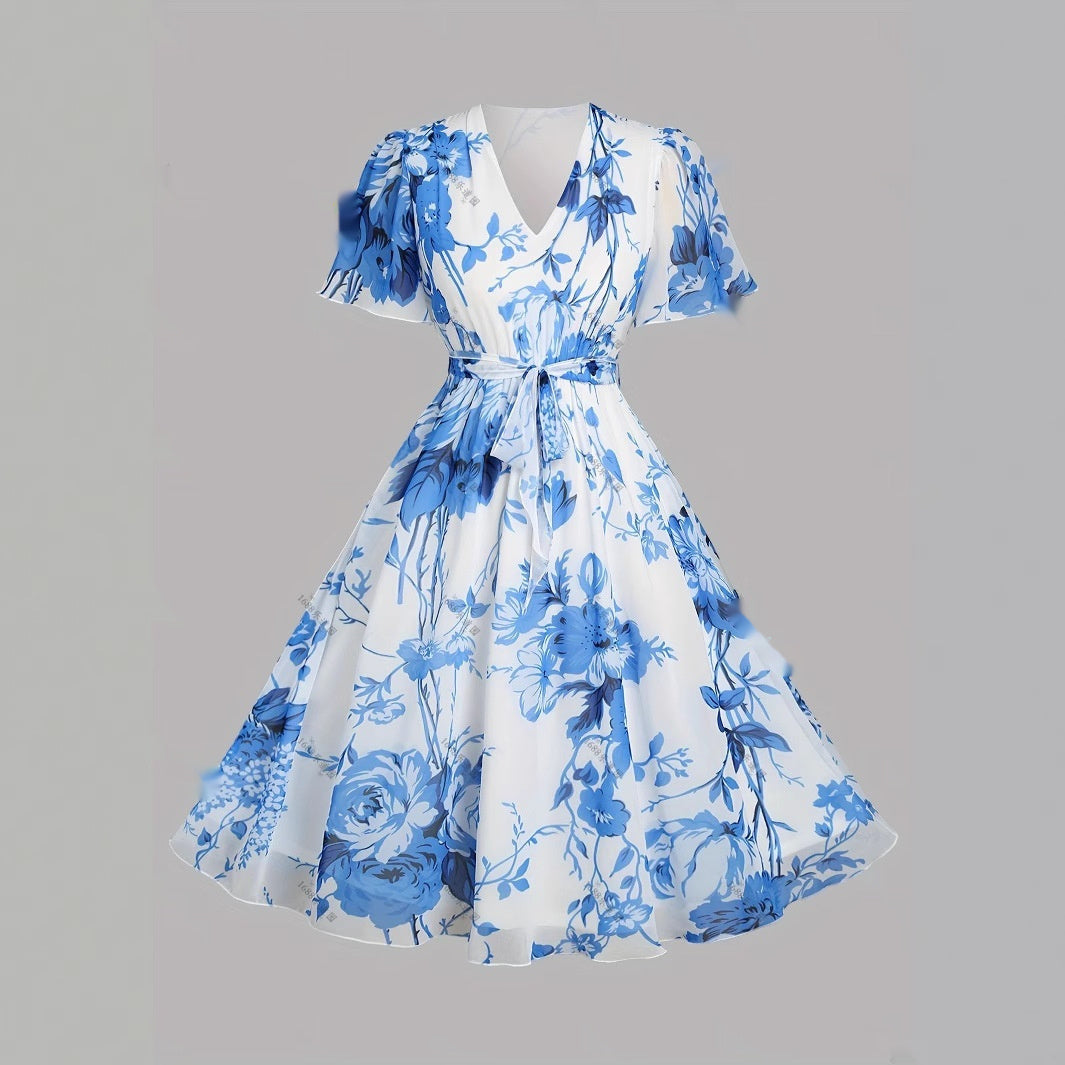 Women's Retro Floral Print Casual Dress