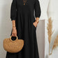 Lantern Sleeve Loose Cotton And Linen Pocket Dress