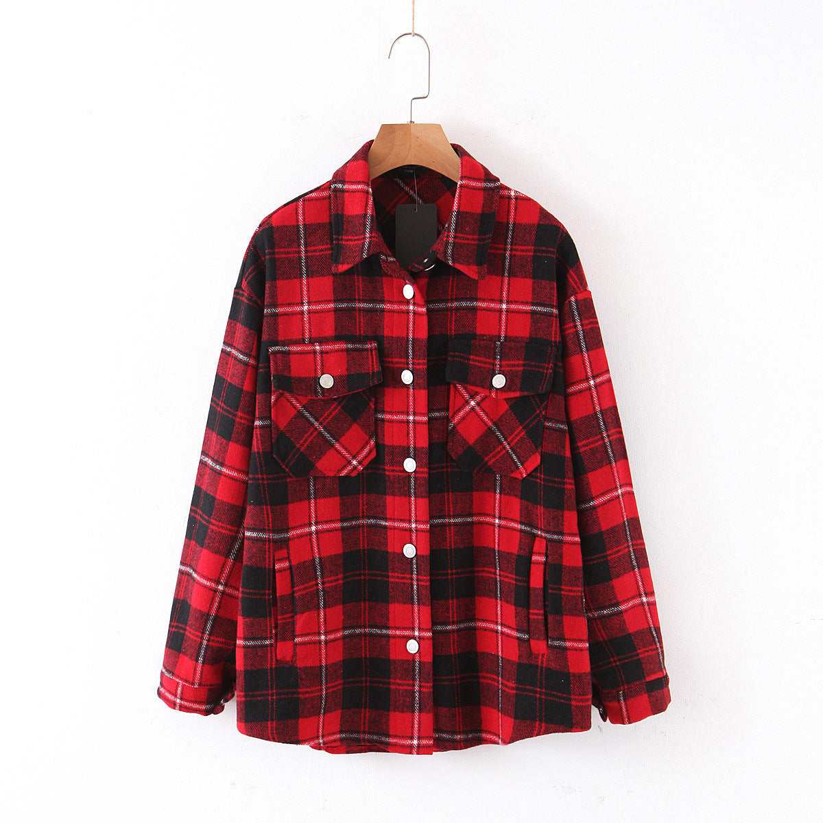 Loose check shirt with chest pocket