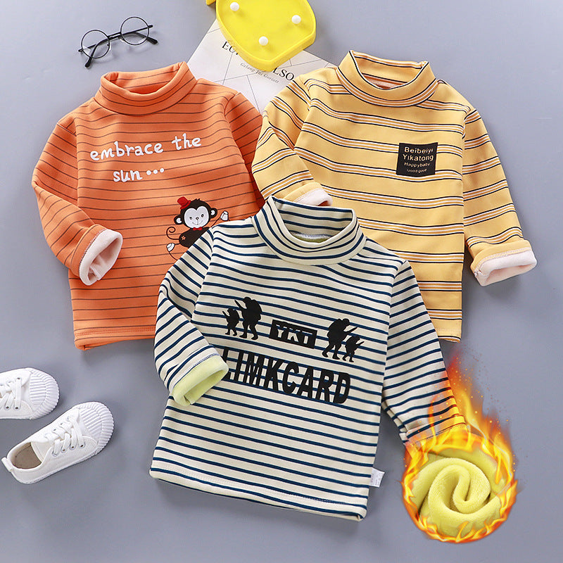 Plus fleece long sleeve high neck t-shirt