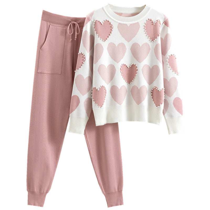 Preppy Outfit With Heart-shaped Beaded Accents