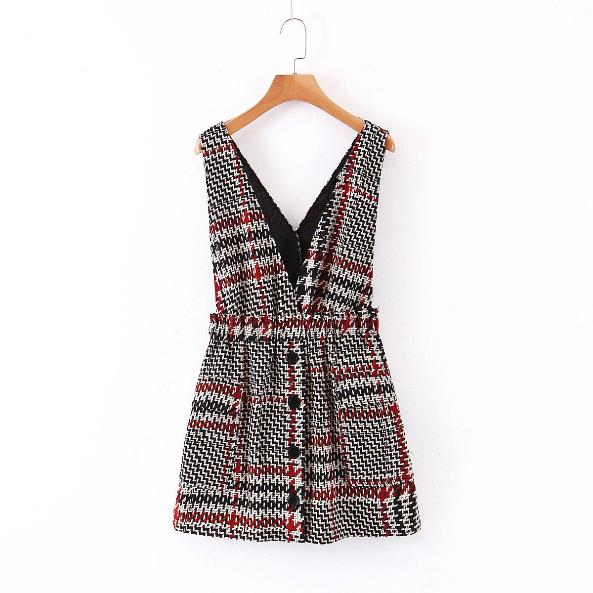 Slim Short Plaid Vest Skirt