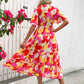 A Single-breasted Printed Mid-length Dress