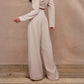 Womens Waist-revealing Straight-leg Pants And Long-sleeve Top Set