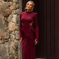 Long Sleeve High Collar Temperament Slim Fit Pleated Backless Dress