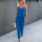 Women's Halter Solid Color Pocket Jumpsuit