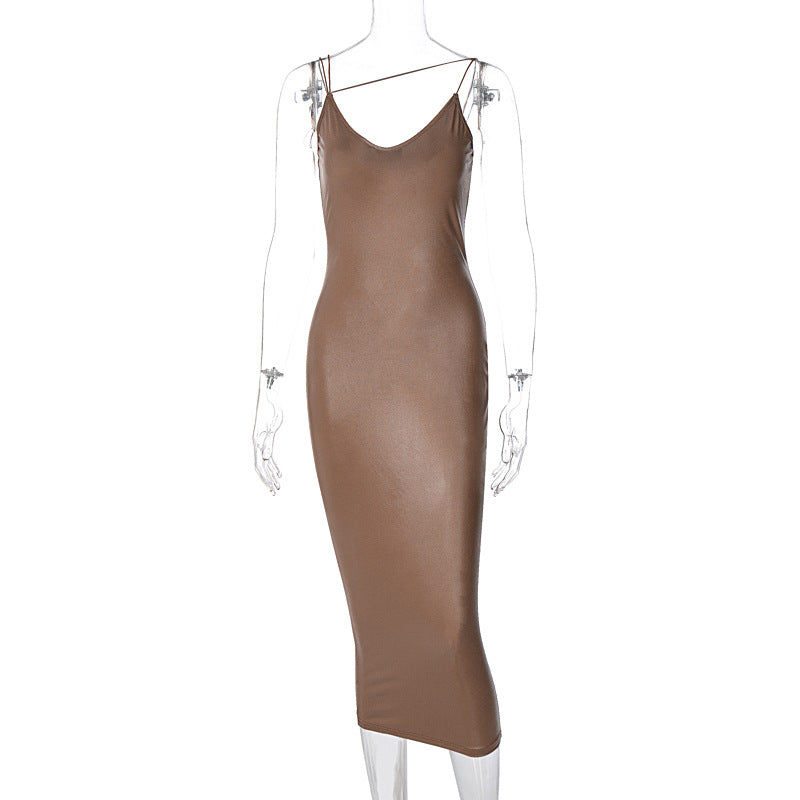 Leather suspender dress