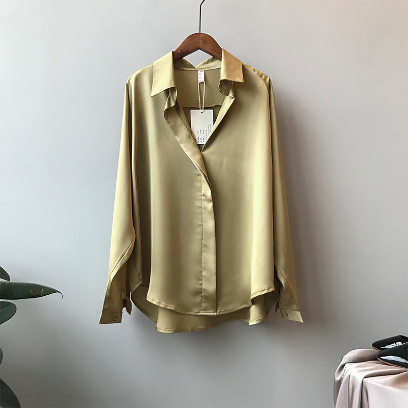 Loose satin shirt