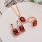 Europe And The United States Personalized Water Drop Color Diamond Necklace, Earrings, Rings Set, Shiny High-end Bridal Jewelry Wholesale
