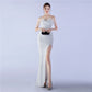 Robe de soirée haut de gamme en plumes d'autruche, rétractable, pliable et froissée