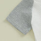 Solid Color Rib Fabric Color Matching Short Sleeve Suit