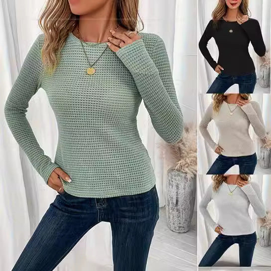 Slim Fit All-match Long Sleeve Round Neck T-shirt Women's Dress