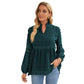 New Solid Color Fur Ball Decoration V-Neck Puff Sleeve Top Women