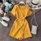 Summer seaside vacation V-neck short-sleeved jumpsuit