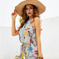 Striped print sleeveless women's jumpsuit