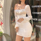 Robe de tempérament à manches longues et taille haute avec poitrine révélatrice