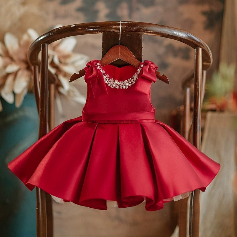Girl Playing Piano Stunning Princess Western-style Satin Dress