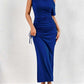 Off-shoulder One-shoulder Slim-fit Pleated Maxi Dress
