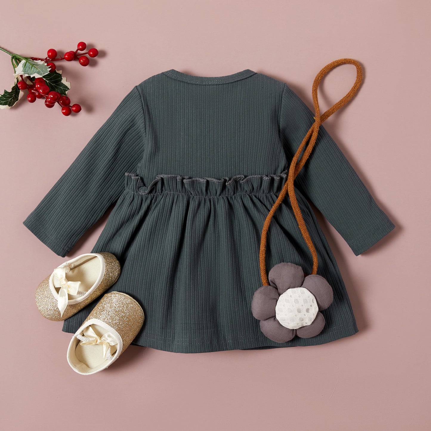 Children's long-sleeved dress in cotton