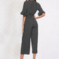 Half sleeve V-neck polka dot print jumpsuit