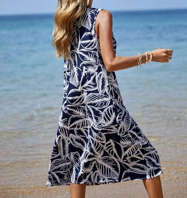 Women's Summer Loose Short Sleeves Printed Dress