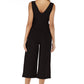 V-neck halter buttons with belt jumpsuit