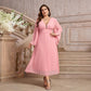 Plus Size Dress Women's V-neck Long Sleeve