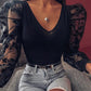 Round Neck Mesh Puff Sleeve Bodysuit