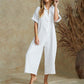 Casual Loose Long Jumpsuit Short Sleeve Rompers