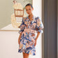 Stylish All-matching Linen Dress With A Chic Print And Lace Trim