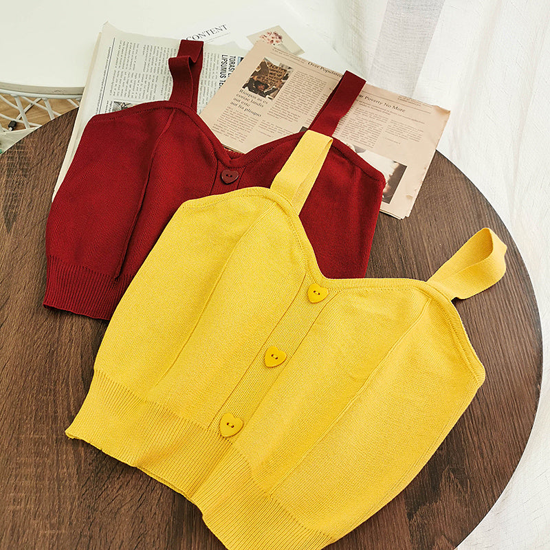 Outer Wear Bottoming Shirt Women Short Slim Fit All-match knitted Vest