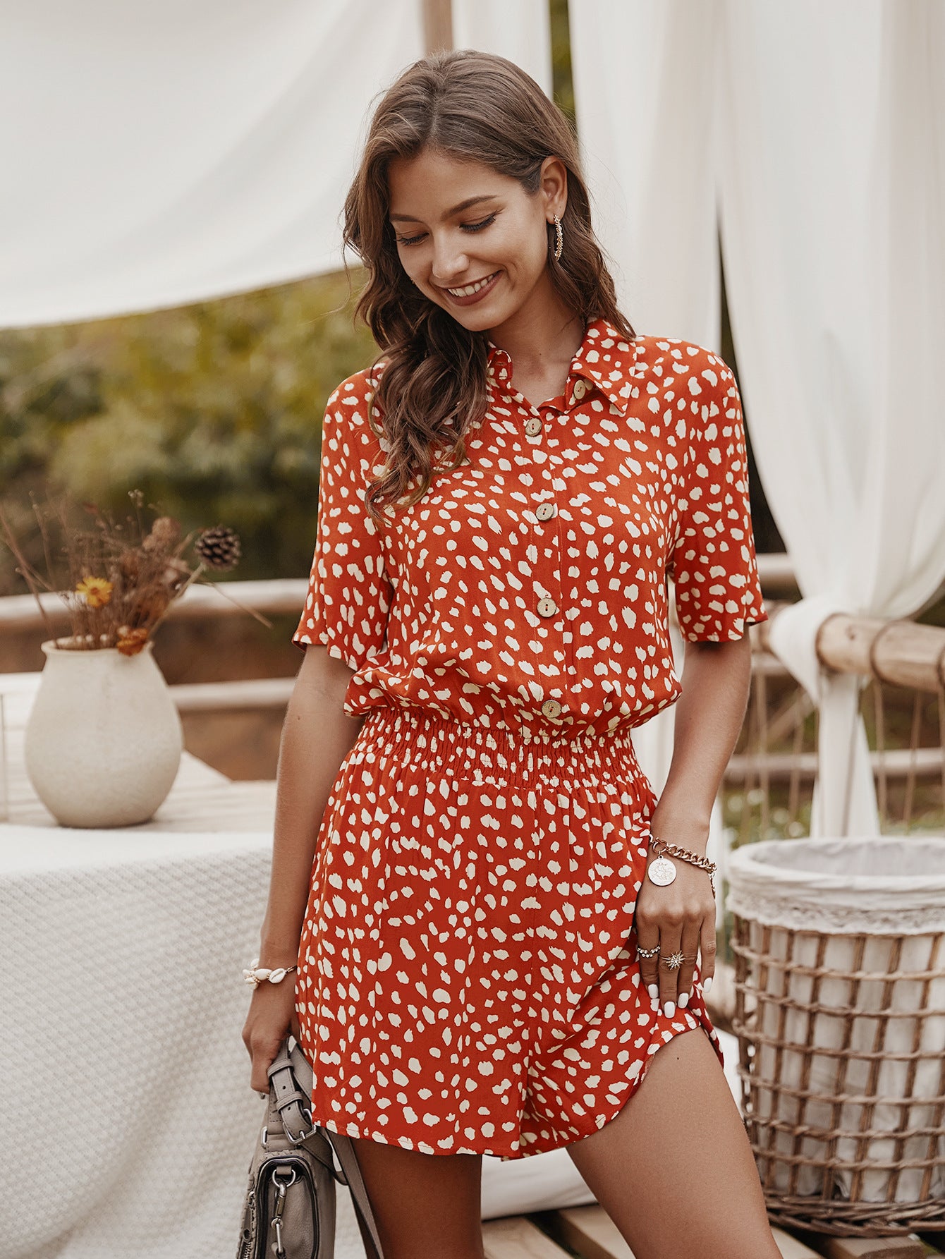 Combinaison chemise à petites fleurs