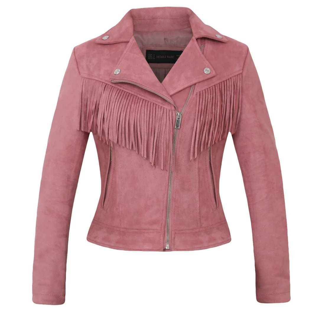 Veste femme vente directe d'usine automne et hiver manteau en daim à revers pour femme européenne et américaine veste en cuir courte pour femme