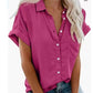 Short Sleeve Ladies Lapel Button Button Shirt Top
