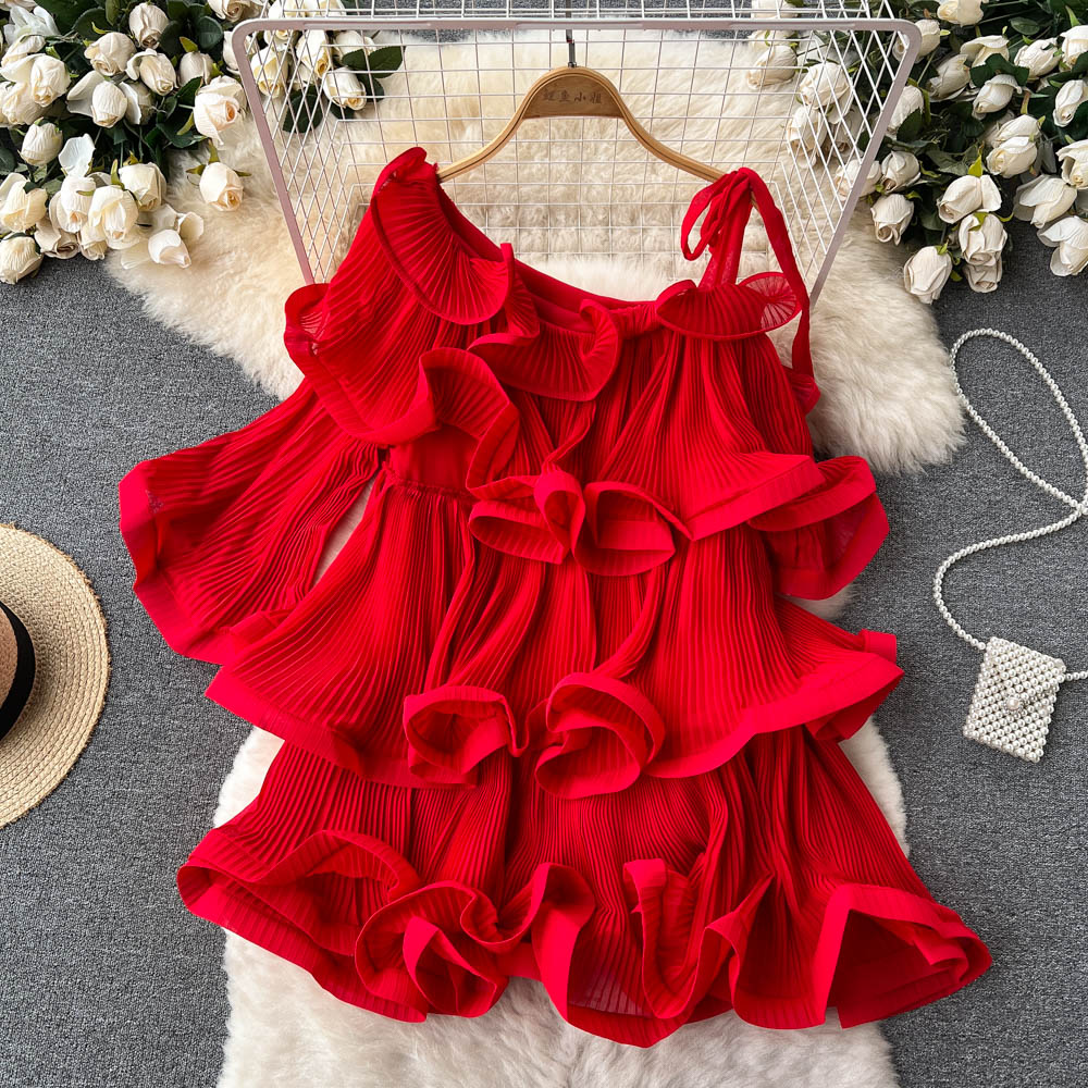 Women's Fashion Casual Ruffle Flared Sleeve Chiffon Shirt