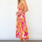 Spaghetti-strap Floral Print Pleated Dress