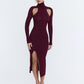 Slim-fit Deep Cerise Split Mid-length Dress