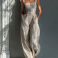Womens Fashionable Striped Linen Jumpsuit
