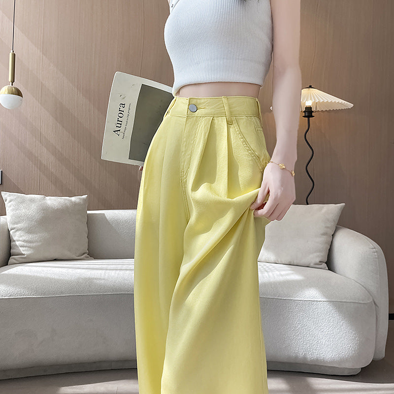 Women's Thin American-style Yellow Jeans