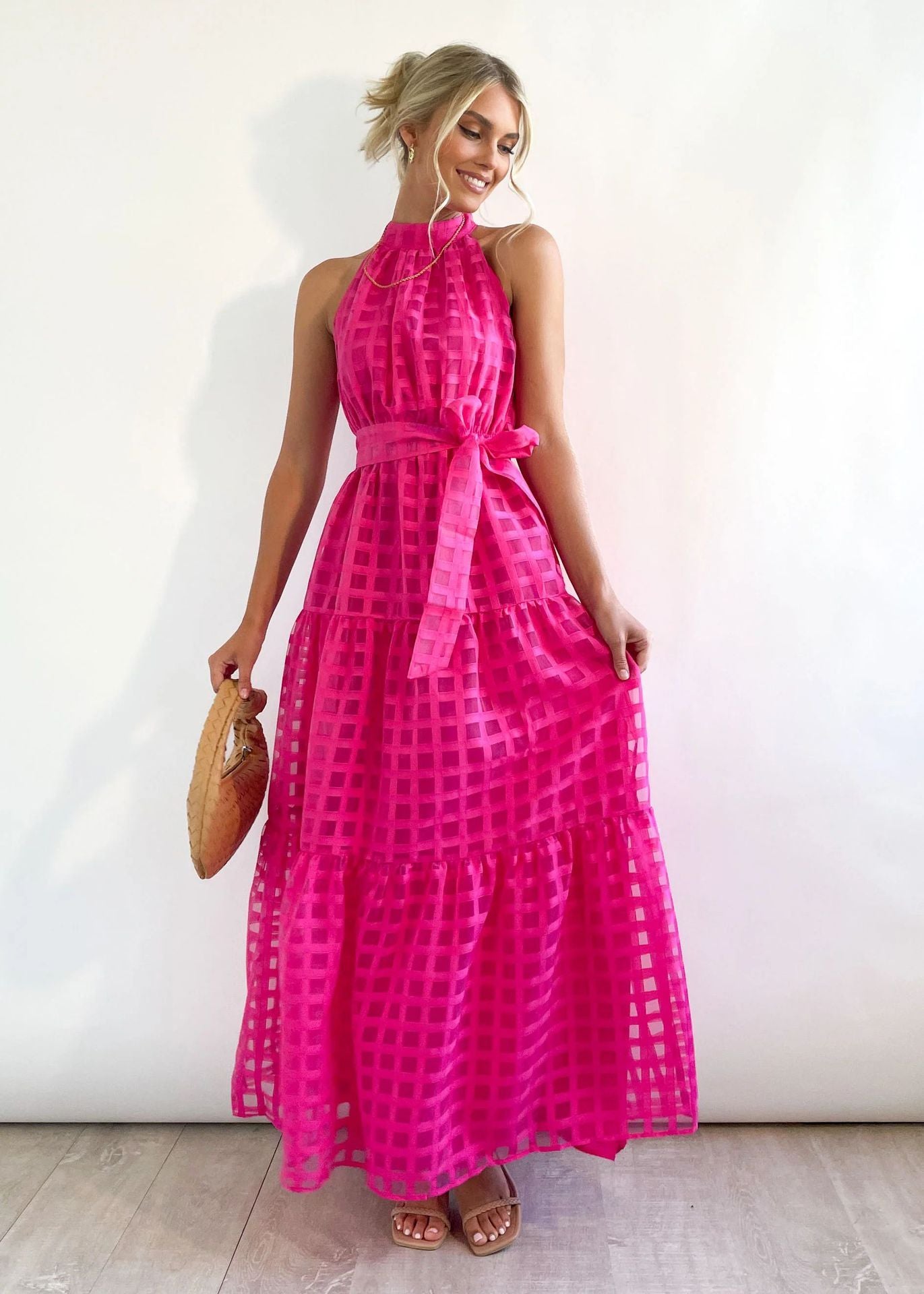 Robe décontractée sans manches de haute qualité avec ourlet large et taille ajustée