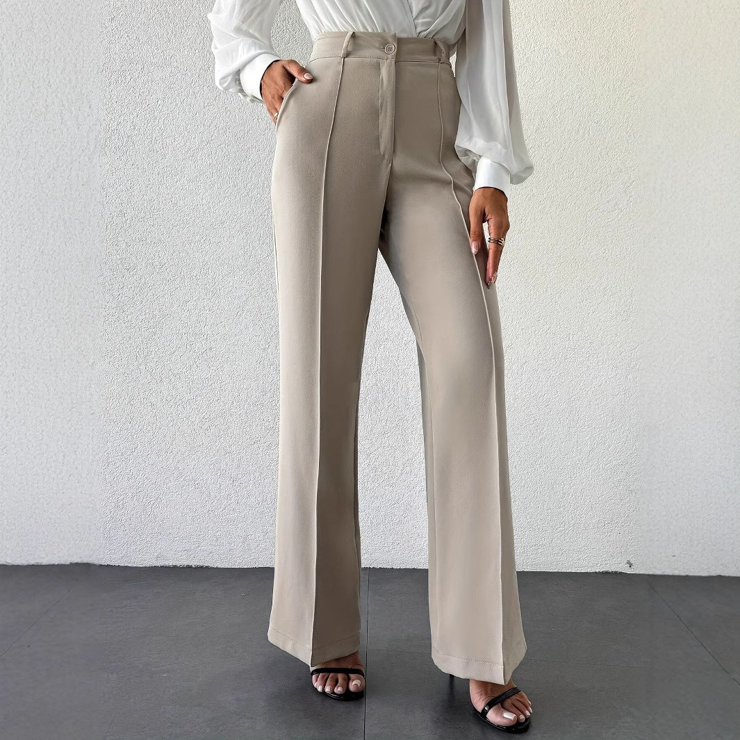 Temperament High Waist Slimming And Straight Casual Trousers