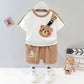 Ensemble deux pièces à manches courtes avec motif animal de dessin animé, style western pour enfants