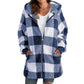 European Velvet Women's Long-sleeved Plaid Hooded Zipper With Pockets Baggy Coat