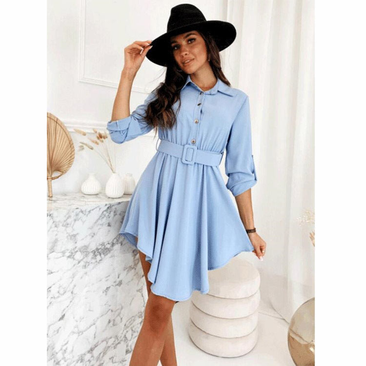 Spring NEW Long Sleeve Solid Color Dress